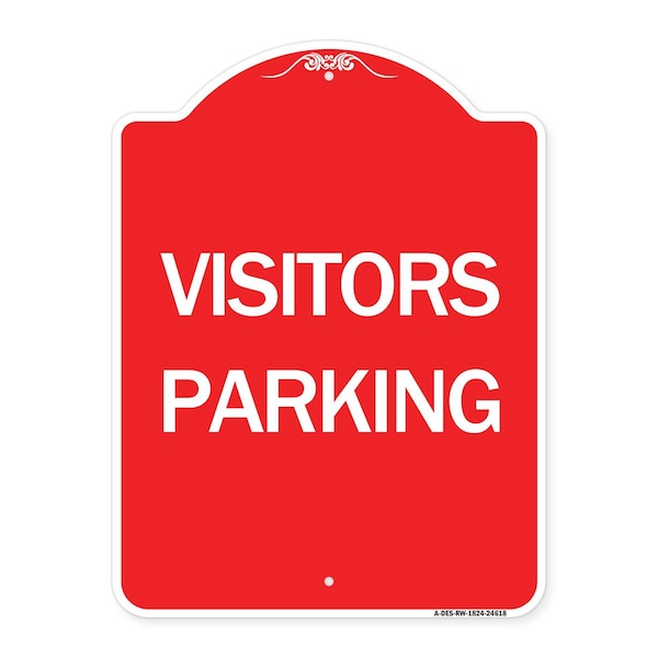 Signmission Designer Series Sign-Visitors Parking, Red & White Aluminum Sign, 18" x 24", RW-1824-24618 A-DES-RW-1824-24618 - main